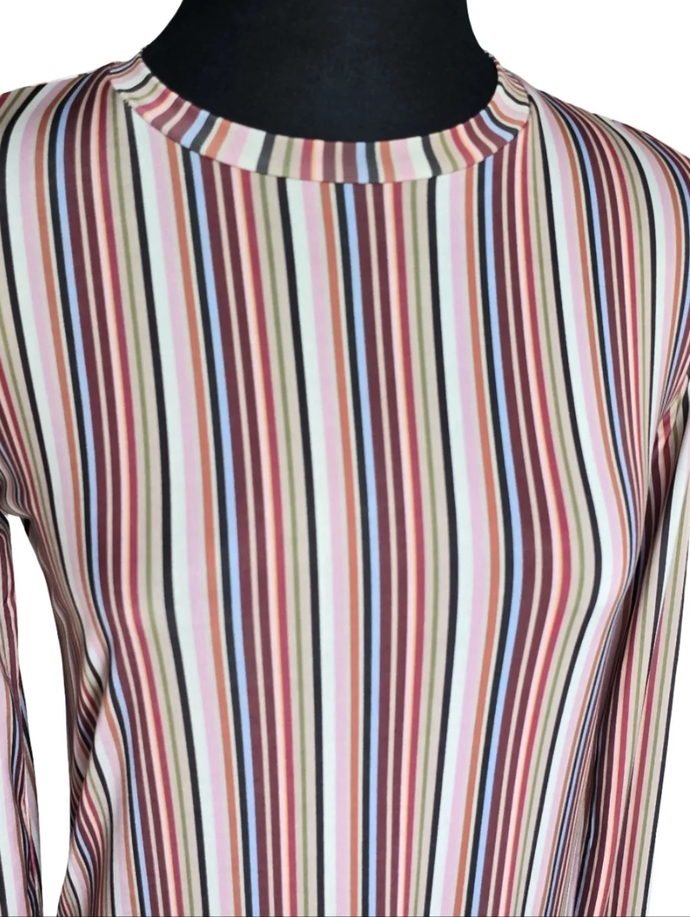 Zara Pink Multi-Stripe Long Sleeve Midi Dress - Picture 4 of 5